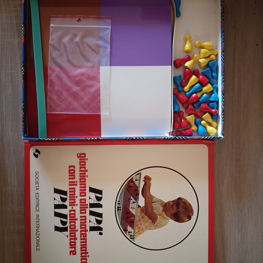 VINTAGE GIOCO PAPÀ giochiamo alla matematica con mini calcolatore PAPY SEI 1971
