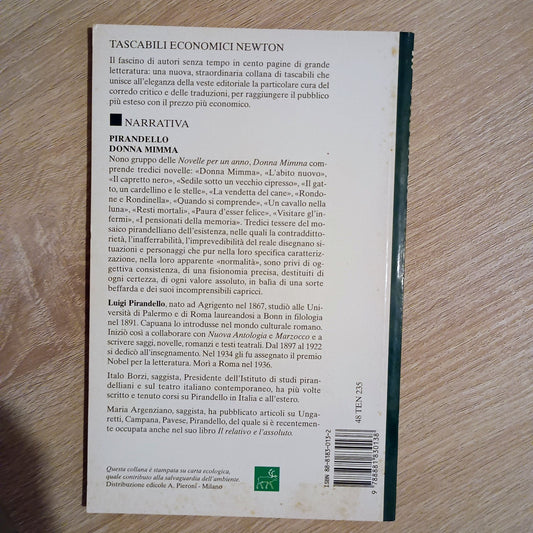 Libro DONNA MIMMA Luigi Pirandello 1995 Newton Buone Condizioni Romanzo