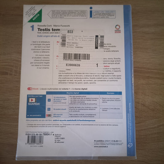 Testis Temporum Vol 1 - Zanichelli - Corti / Fucecchi - Origini età Cesare