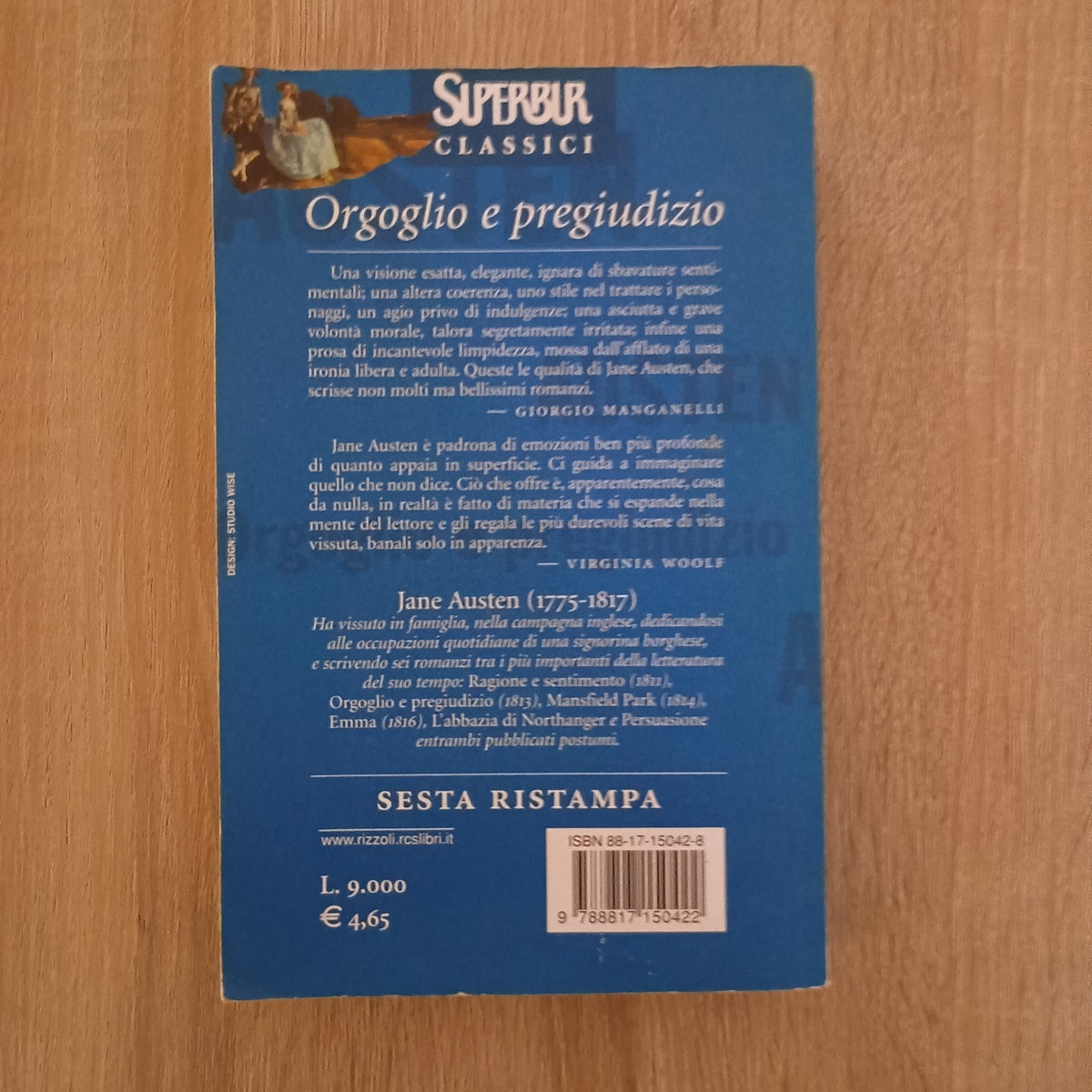 JANE AUSTEN - Orgoglio e pregiudizio - BUR EDITORI 2003 SUPERBUR CLASSICI