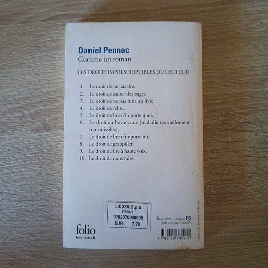 comme un roman - Daniel Pennac 2070388905 - Folio