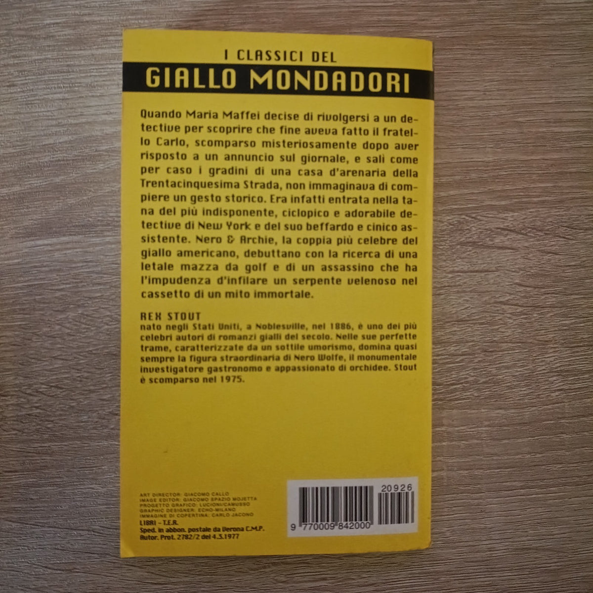 I CLASSICI DEL GIALLO MONDADORI N.926-REX STOUT-LA TRACCIA DEL SERPENTE