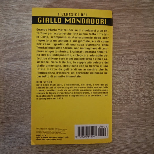I CLASSICI DEL GIALLO MONDADORI N.926-REX STOUT-LA TRACCIA DEL SERPENTE
