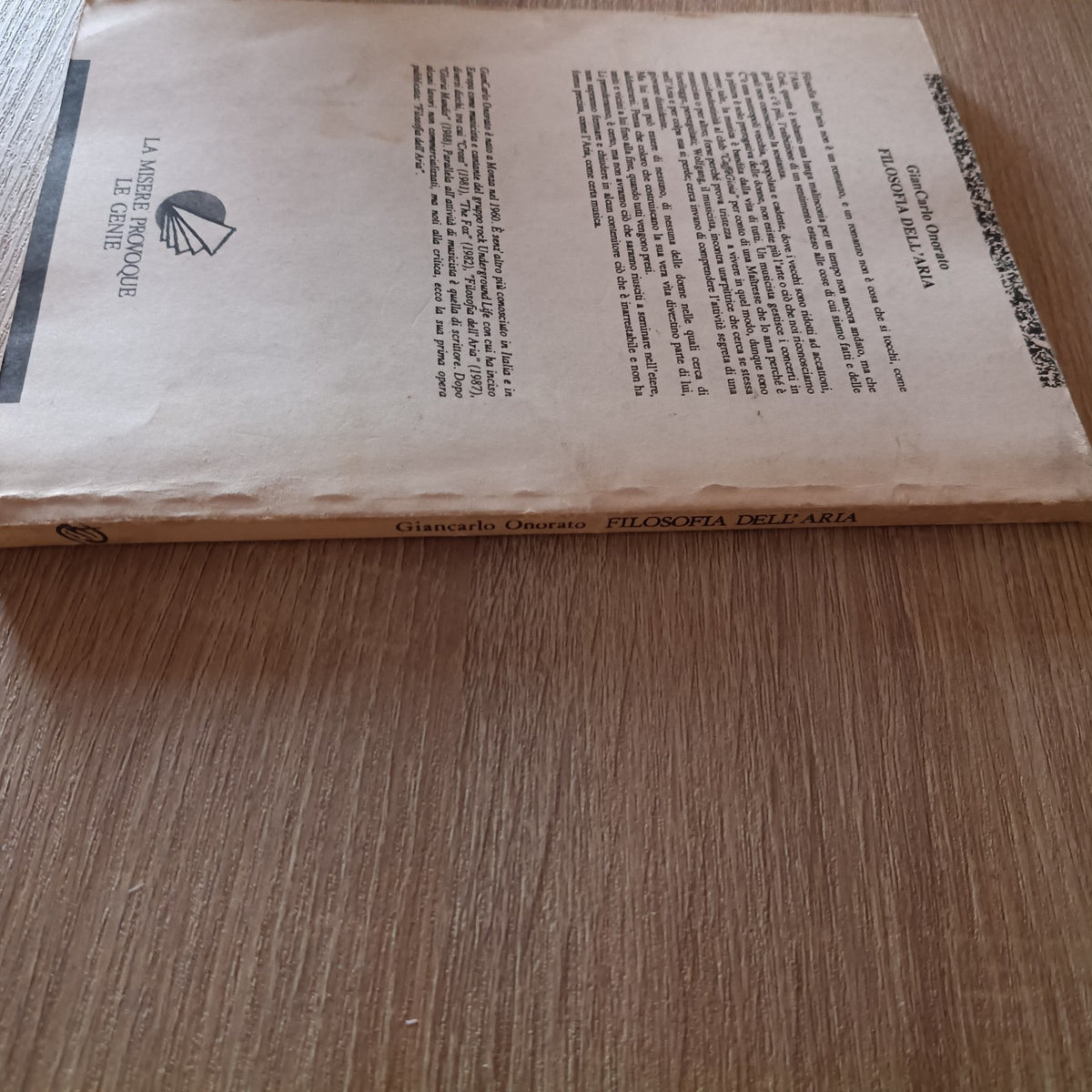 RARO Giancarlo Onorato Filosofia dell’Aria 1988 Prima Edizione Libro Underground