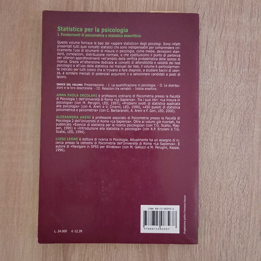 Statistica Per La Psicologia - Fondamenti di Psicometria e Statistica -Il Mulino