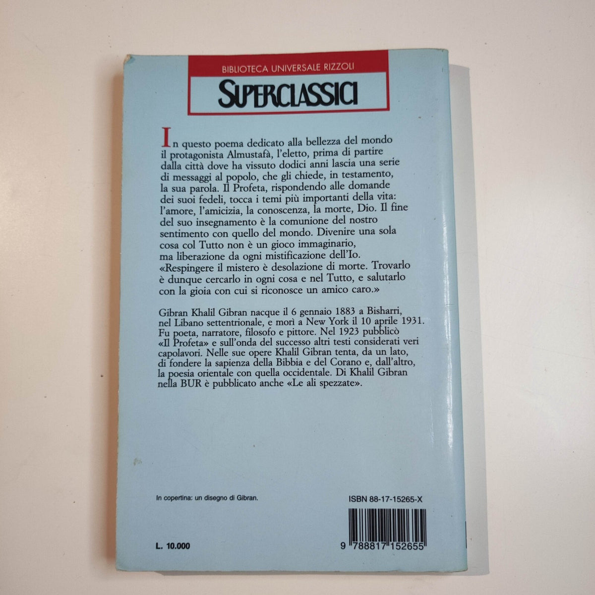 IL PROFETA - GIBRAN GIBRAN KHALIL - RIZZOLI SUPERCLASSICI