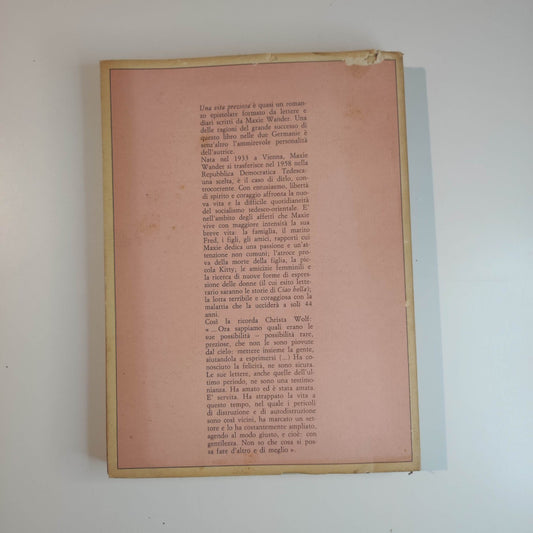 UNA VITA PREZIOSA. DIARI E LETTERE WANDER MAXIE E/O 1987 \ BROSSURA CON ALETTE