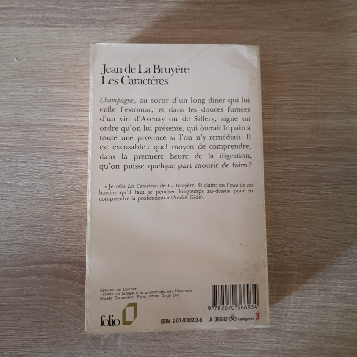 Les Caractères Jean de La Bruyère Folio Gallimard Libro Francese Vintage
