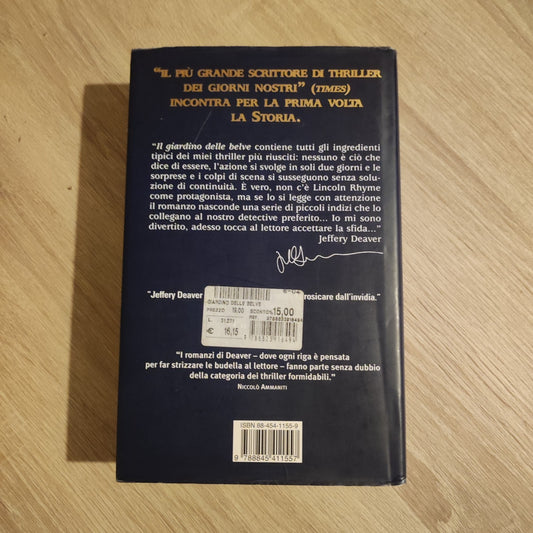 Il giardino delle belve - Jeffery Deaver - Sonzogno Editore - Romanzo