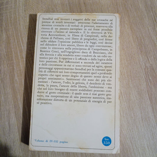 Cronache Italiane Stendhal Capolavori Sansoni 1966 usato