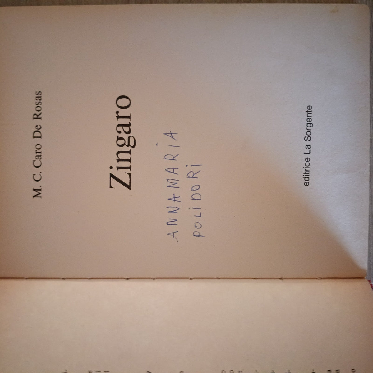 Zingaro M.Caro De Rosas Libro - editrice la sorgente