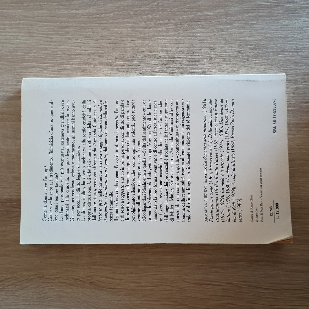 A testa in giù - Armanda Guiducci - Rizzoli 1984