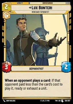 Lux Bonteri, Renegade Separatist